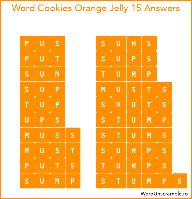 Word Cookies Orange Jelly 15 Answers
