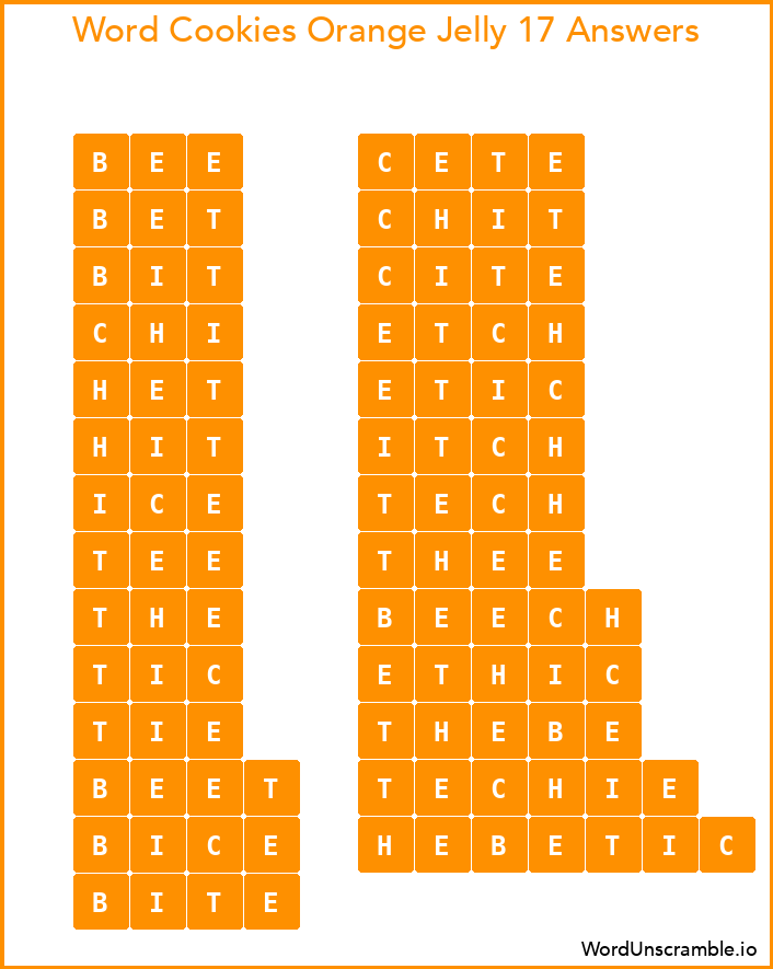 Word Cookies Orange Jelly 17 Answers