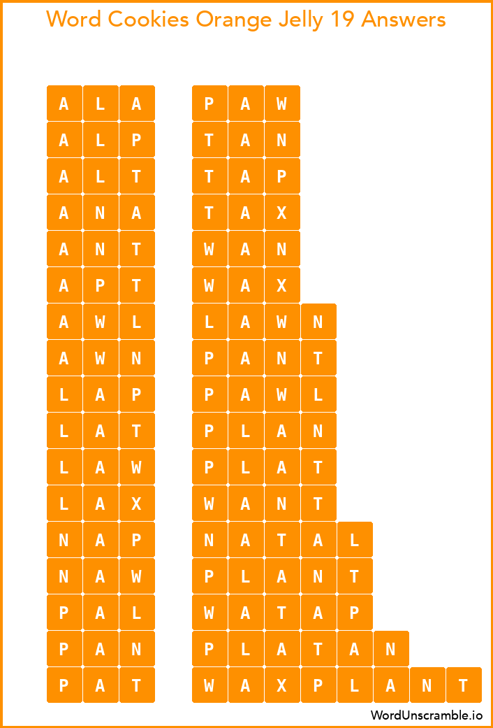 Word Cookies Orange Jelly 19 Answers