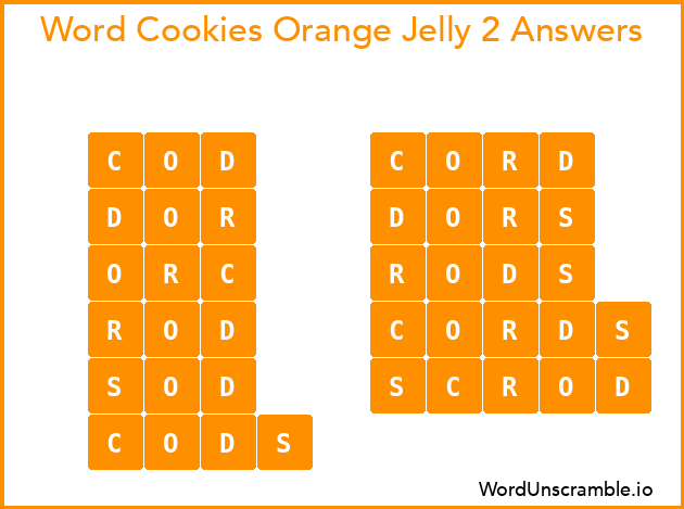 Word Cookies Orange Jelly 2 Answers