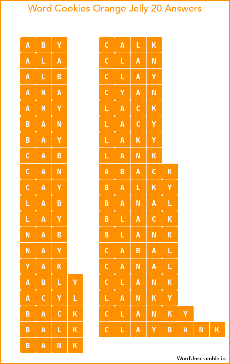 Word Cookies Orange Jelly 20 Answers