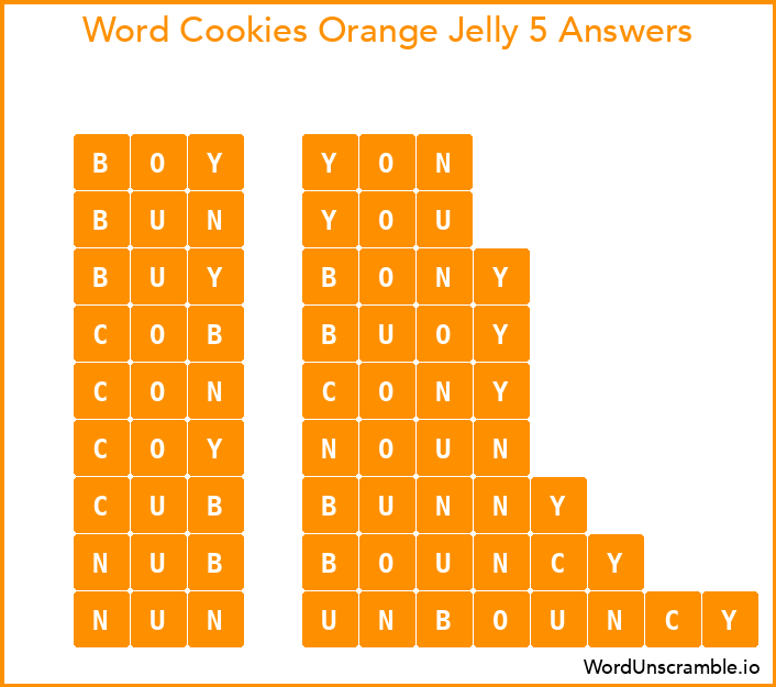 Word Cookies Orange Jelly 5 Answers