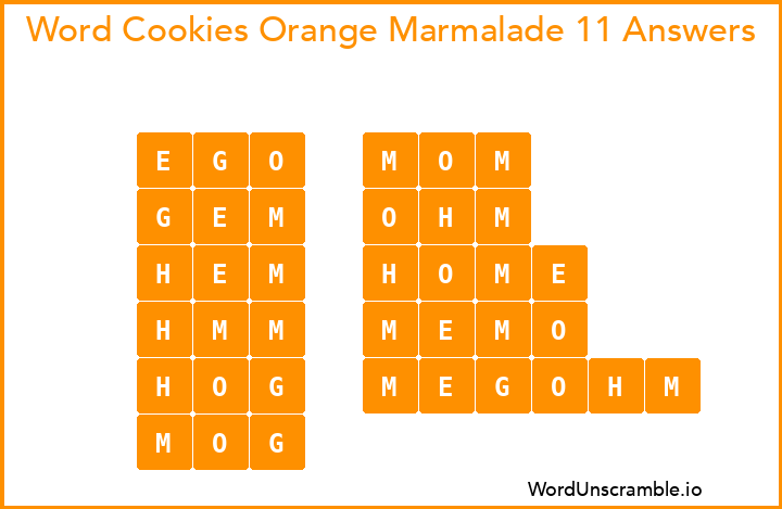 Word Cookies Orange Marmalade 11 Answers