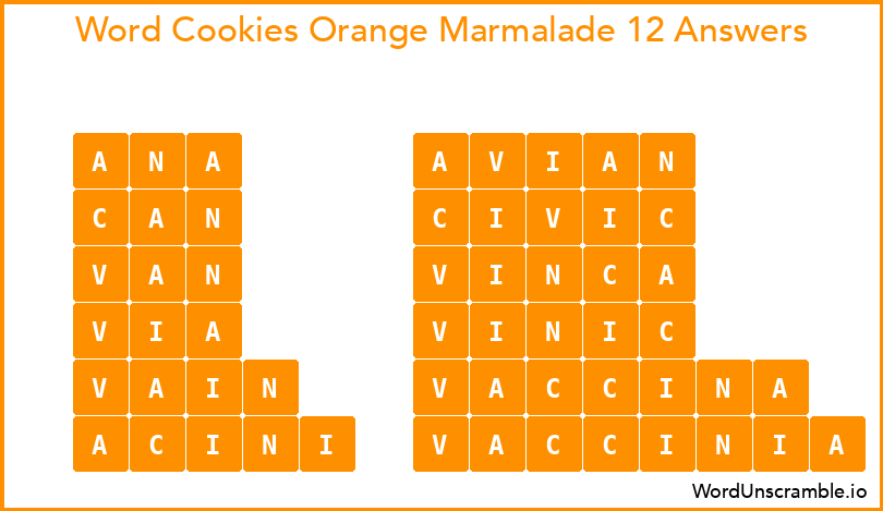 Word Cookies Orange Marmalade 12 Answers