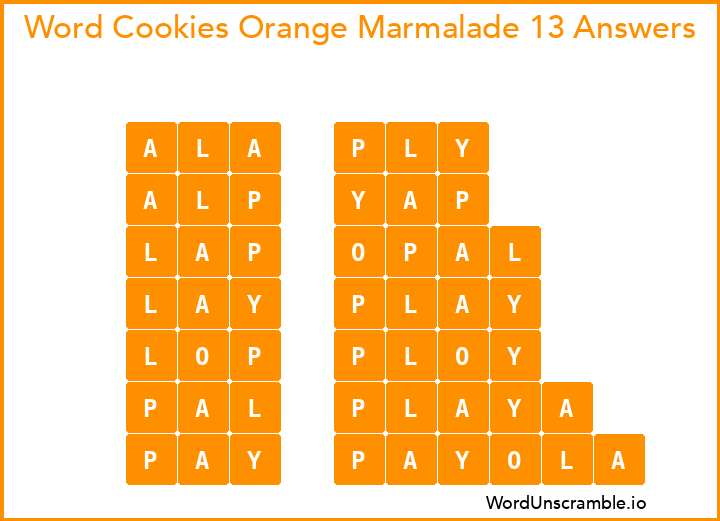Word Cookies Orange Marmalade 13 Answers