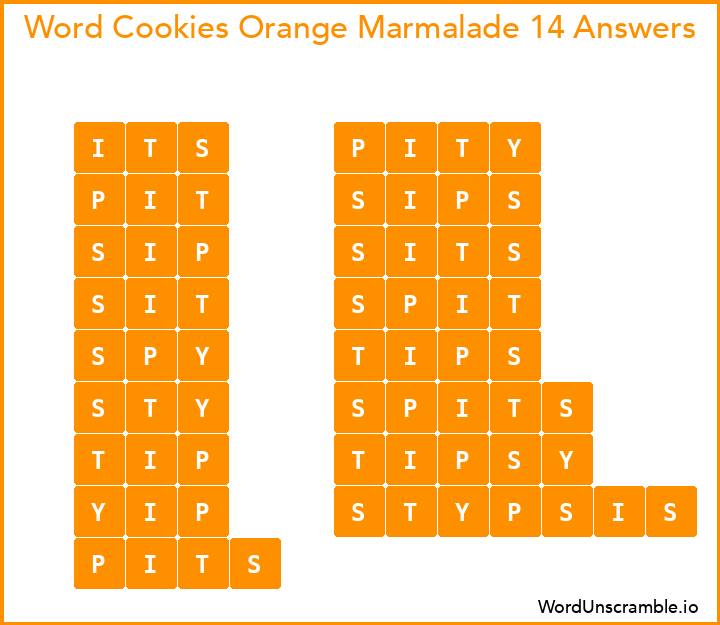 Word Cookies Orange Marmalade 14 Answers