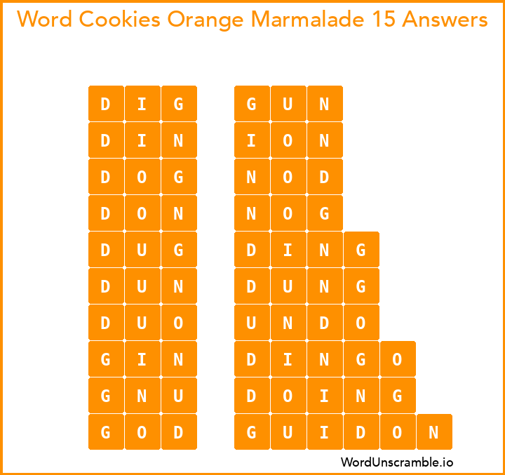 Word Cookies Orange Marmalade 15 Answers