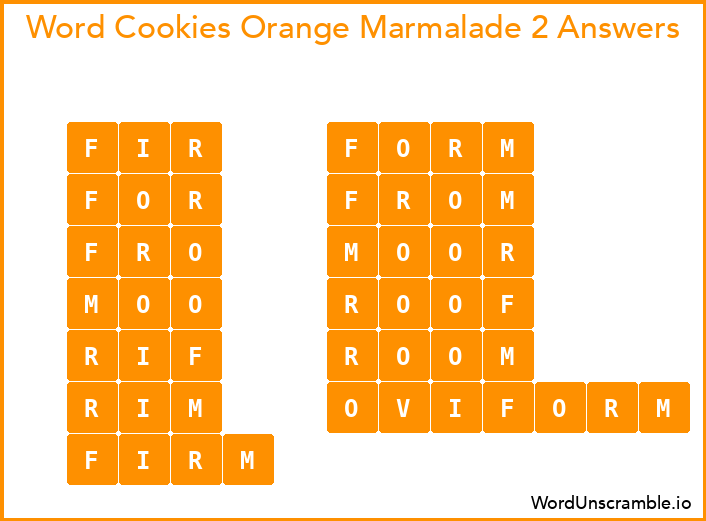 Word Cookies Orange Marmalade 2 Answers