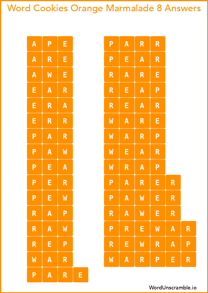 Word Cookies Orange Marmalade 8 Answers