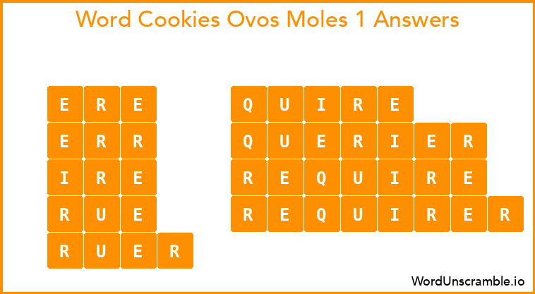 Word Cookies Ovos Moles 1 Answers