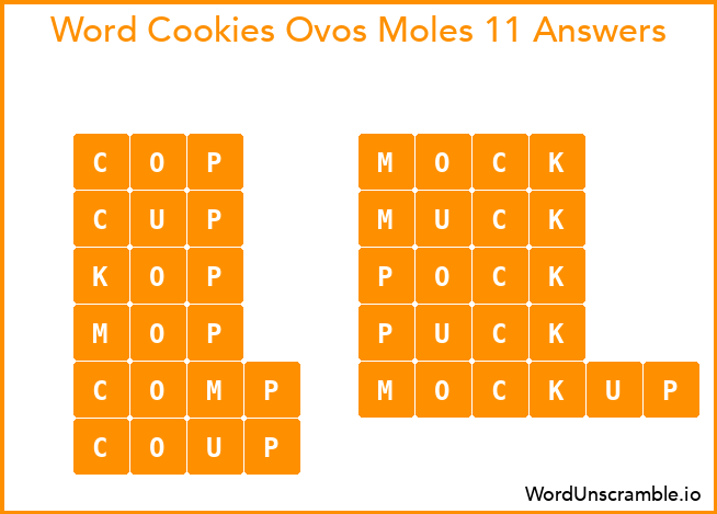 Word Cookies Ovos Moles 11 Answers