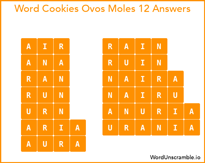 Word Cookies Ovos Moles 12 Answers