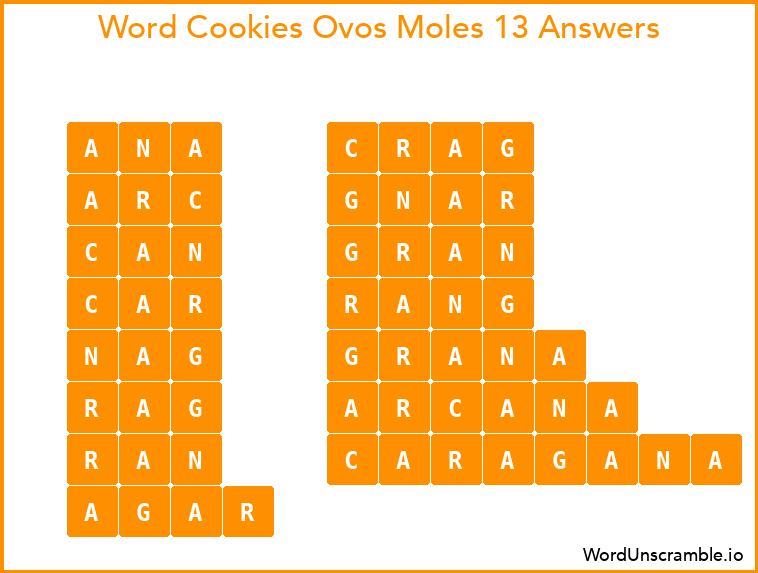 Word Cookies Ovos Moles 13 Answers