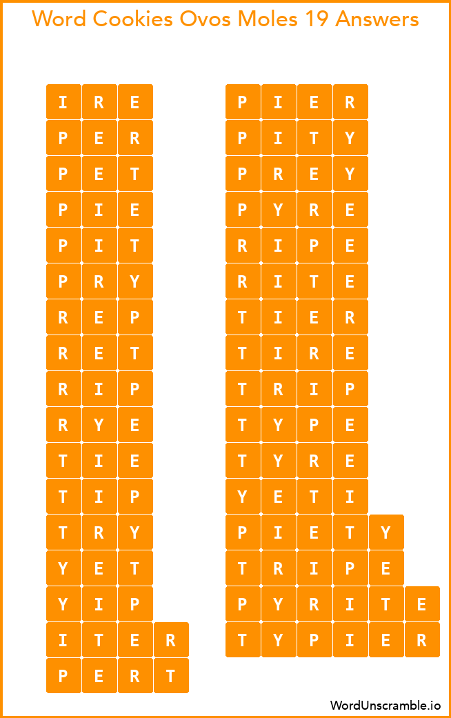 Word Cookies Ovos Moles 19 Answers