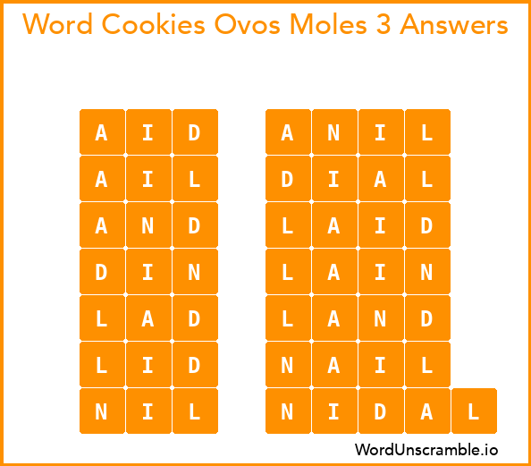 Word Cookies Ovos Moles 3 Answers