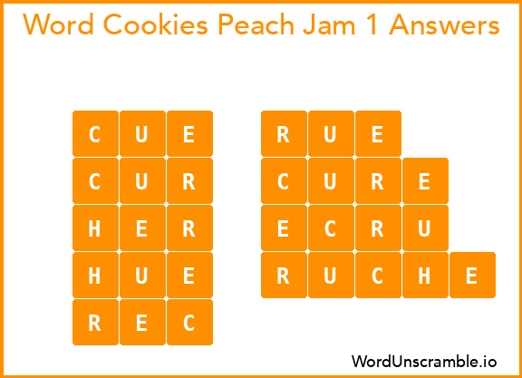 Word Cookies Peach Jam 1 Answers