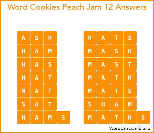 Word Cookies Peach Jam 12 Answers