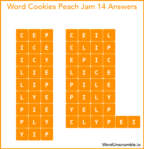 Word Cookies Peach Jam 14 Answers