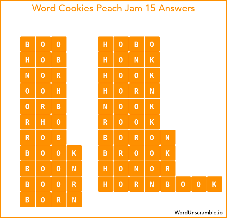 Word Cookies Peach Jam 15 Answers
