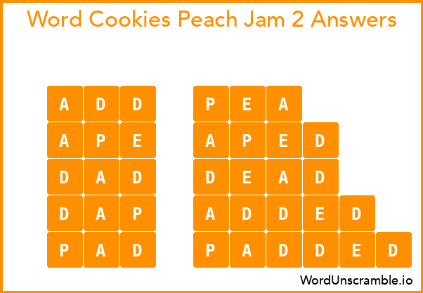 Word Cookies Peach Jam 2 Answers