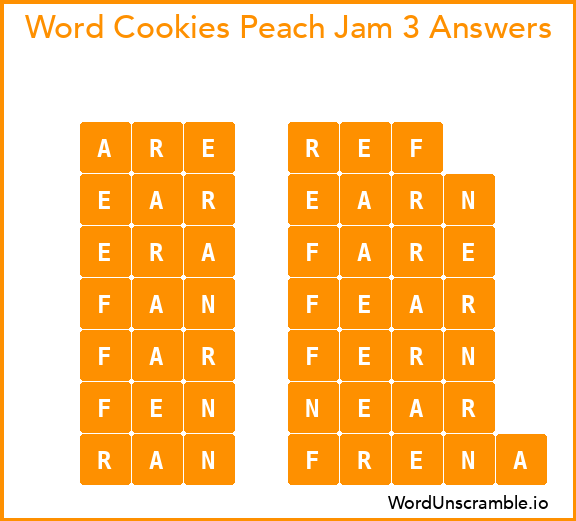 Word Cookies Peach Jam 3 Answers