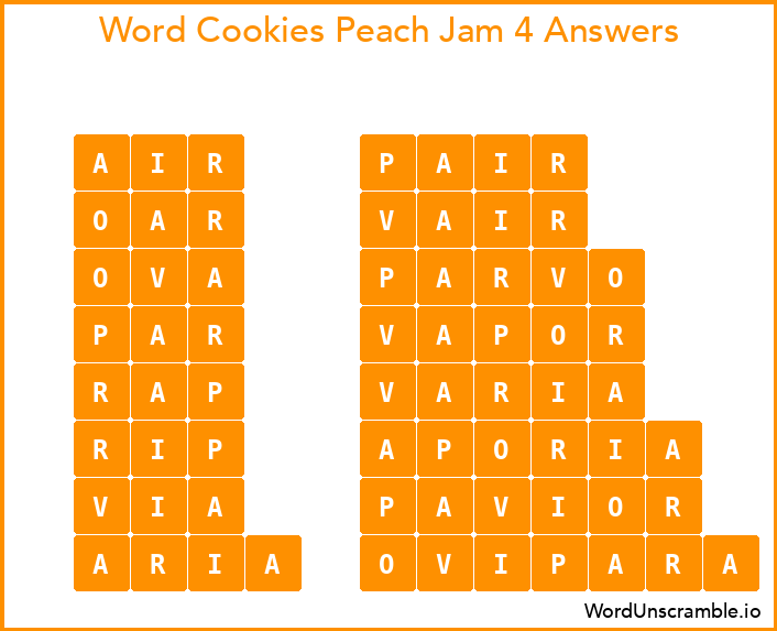 Word Cookies Peach Jam 4 Answers