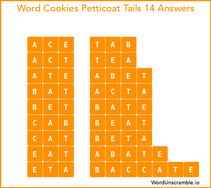 Word Cookies Petticoat Tails 14 Answers