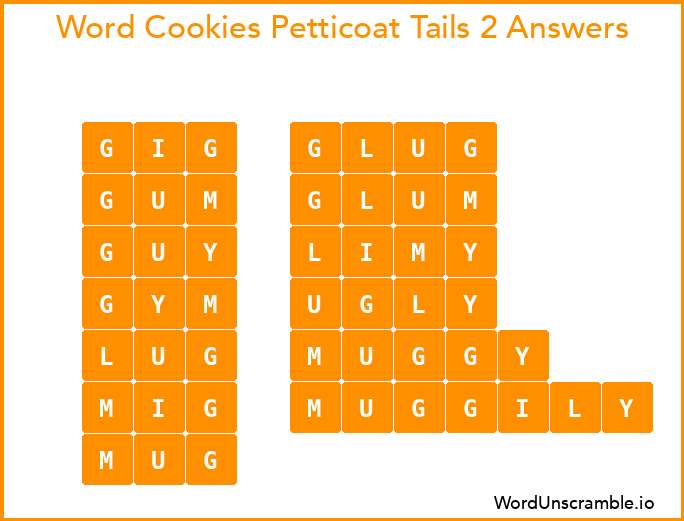 Word Cookies Petticoat Tails 2 Answers