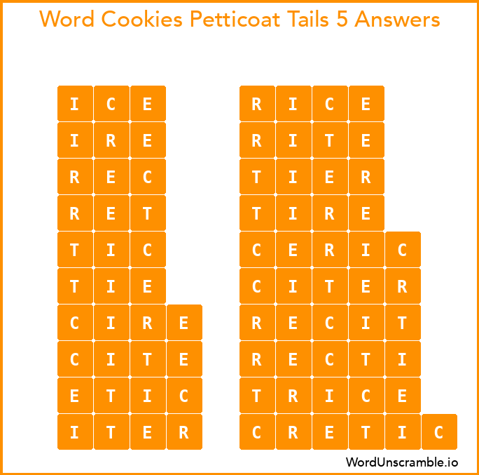 Word Cookies Petticoat Tails 5 Answers