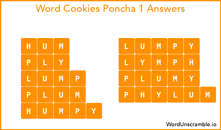 Word Cookies Poncha 1 Answers
