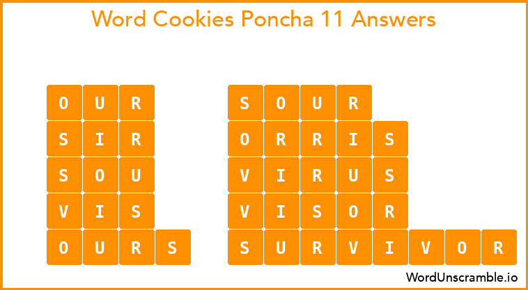 Word Cookies Poncha 11 Answers