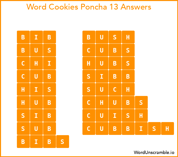 Word Cookies Poncha 13 Answers
