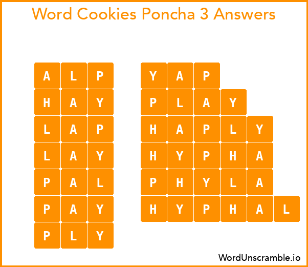 Word Cookies Poncha 3 Answers