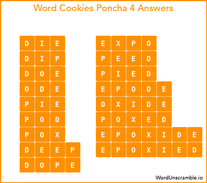 Word Cookies Poncha 4 Answers