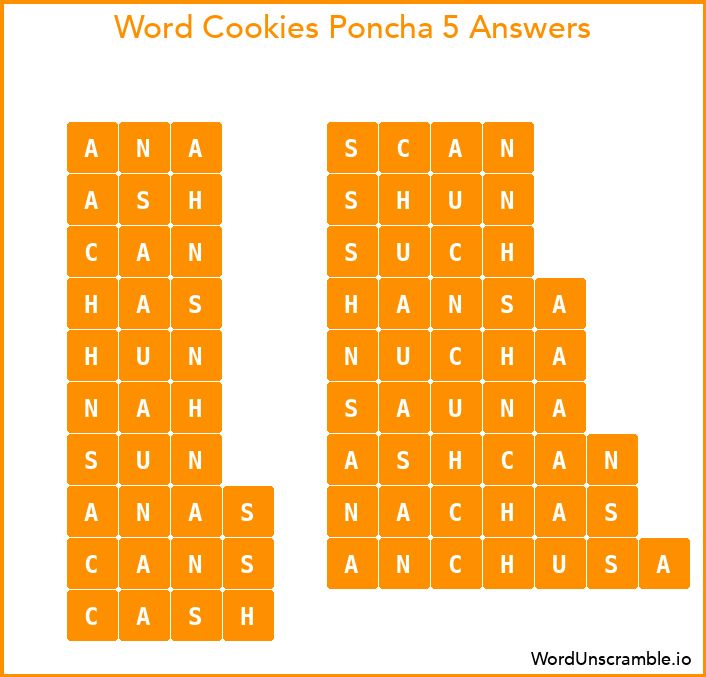 Word Cookies Poncha 5 Answers
