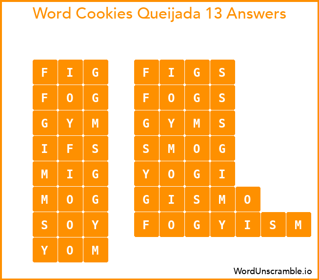Word Cookies Queijada 13 Answers