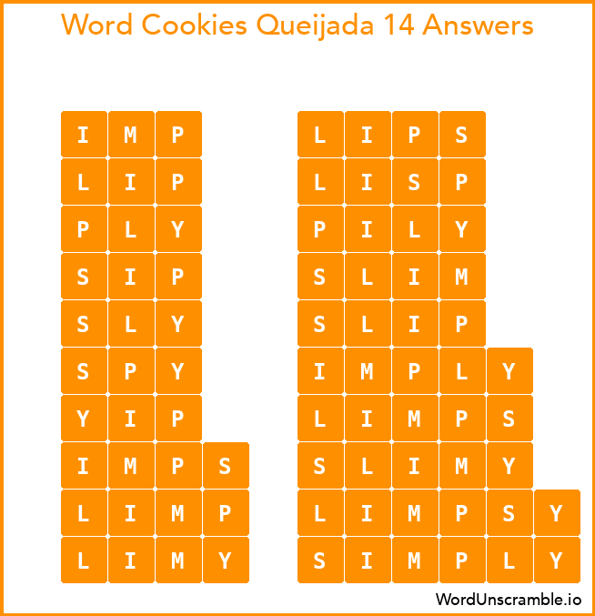 Word Cookies Queijada 14 Answers