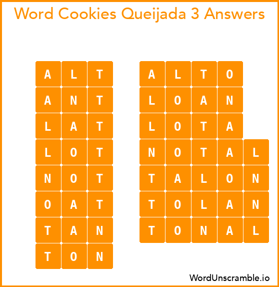 Word Cookies Queijada 3 Answers