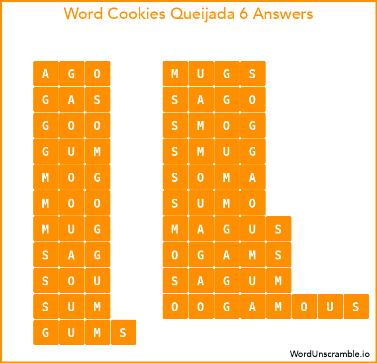 Word Cookies Queijada 6 Answers