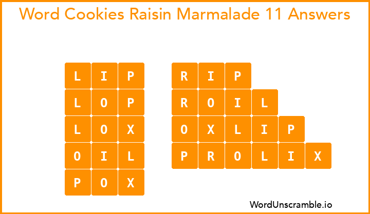 Word Cookies Raisin Marmalade 11 Answers