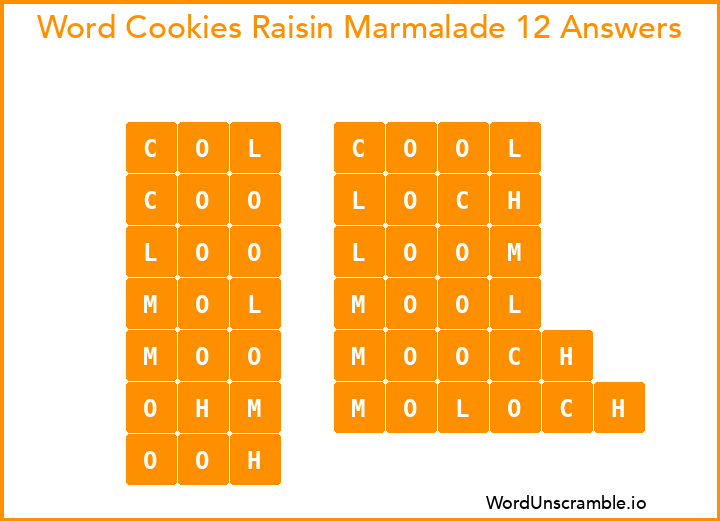 Word Cookies Raisin Marmalade 12 Answers