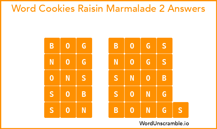 Word Cookies Raisin Marmalade 2 Answers