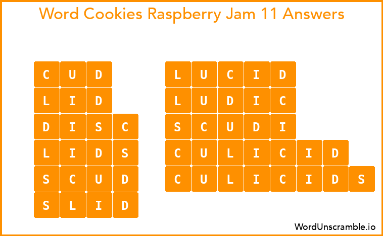 Word Cookies Raspberry Jam 11 Answers