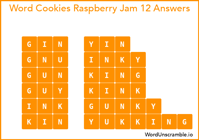 Word Cookies Raspberry Jam 12 Answers