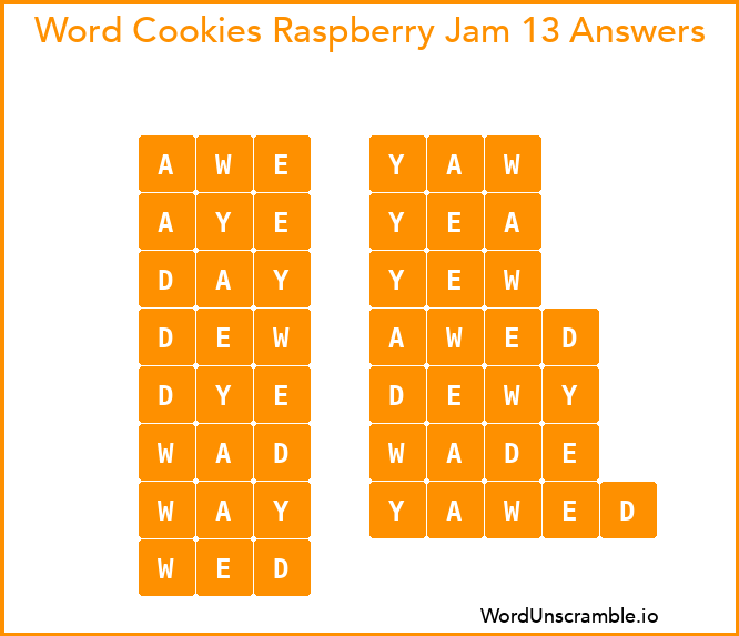 Word Cookies Raspberry Jam 13 Answers