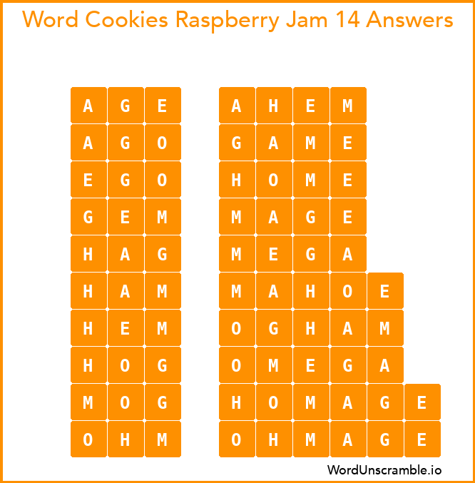 Word Cookies Raspberry Jam 14 Answers