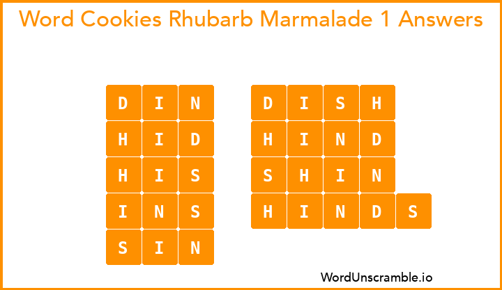 Word Cookies Rhubarb Marmalade 1 Answers