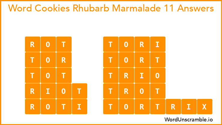 Word Cookies Rhubarb Marmalade 11 Answers