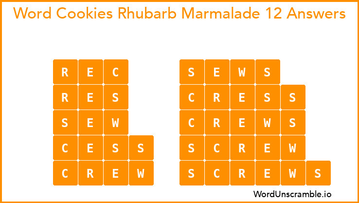 Word Cookies Rhubarb Marmalade 12 Answers