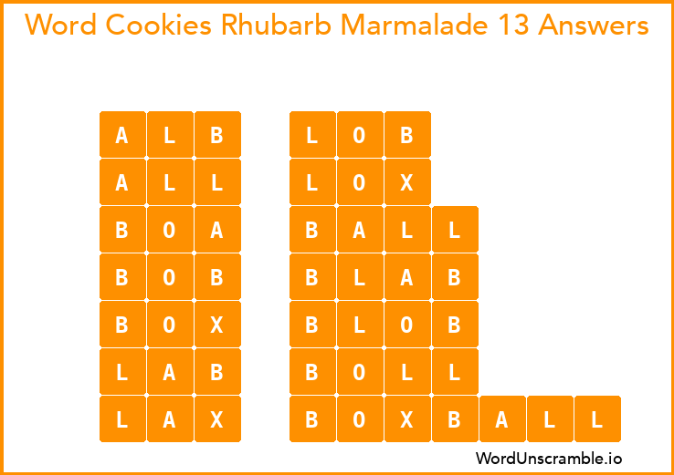 Word Cookies Rhubarb Marmalade 13 Answers